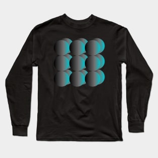 Gradient Cyan Blue Spheres Long Sleeve T-Shirt